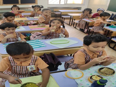 Children having breakfast