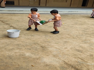 Playing outdoor games - balancing a ball